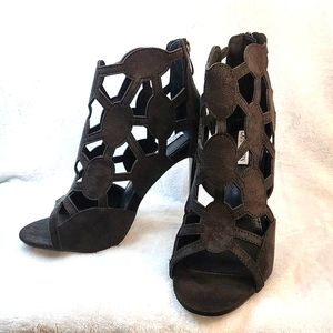 Cape Robbin Black Cut Out Open Toe Ankle Boots Shoes Heels